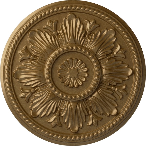 Ekena Millwork Edinburgh Ceiling Medallion (Fits Canopies up to 5 1/4"), Hand-Painted Pale Gold, 18"OD x 1 3/4"P CM18EDPAS - main